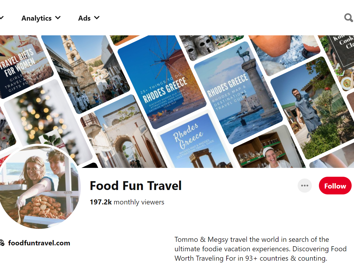 Food Fun Travel-Top 100 Pinterest Travel Influencers