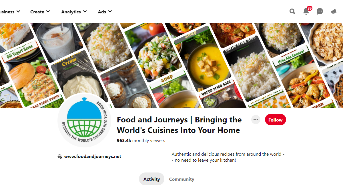 Food and Journeys | Bringing the World's Cuisines Into Your Home Pinterest Profile