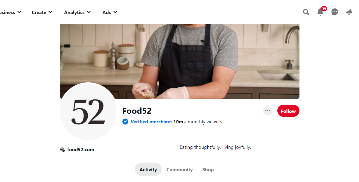 Food52 Pinterest Profile