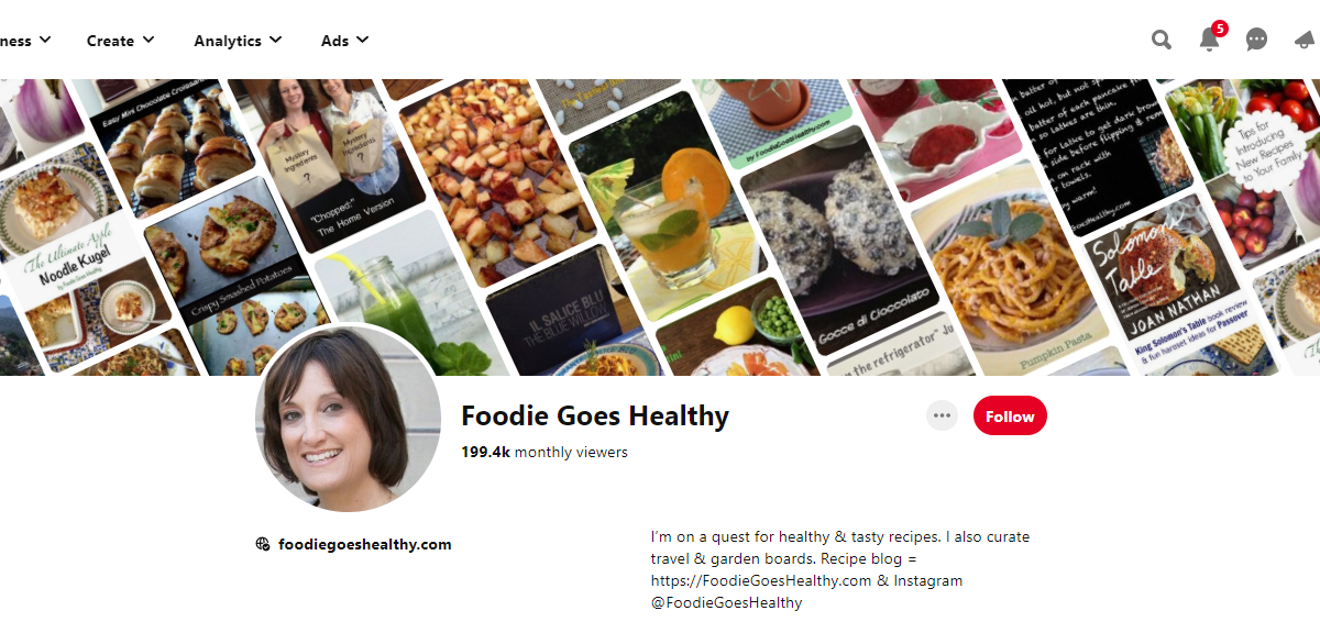 Foodie Goes Healthy Pinterest Profile 
