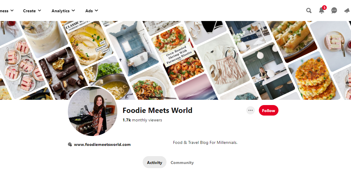 Foodie Meets World Pinterest Profile 