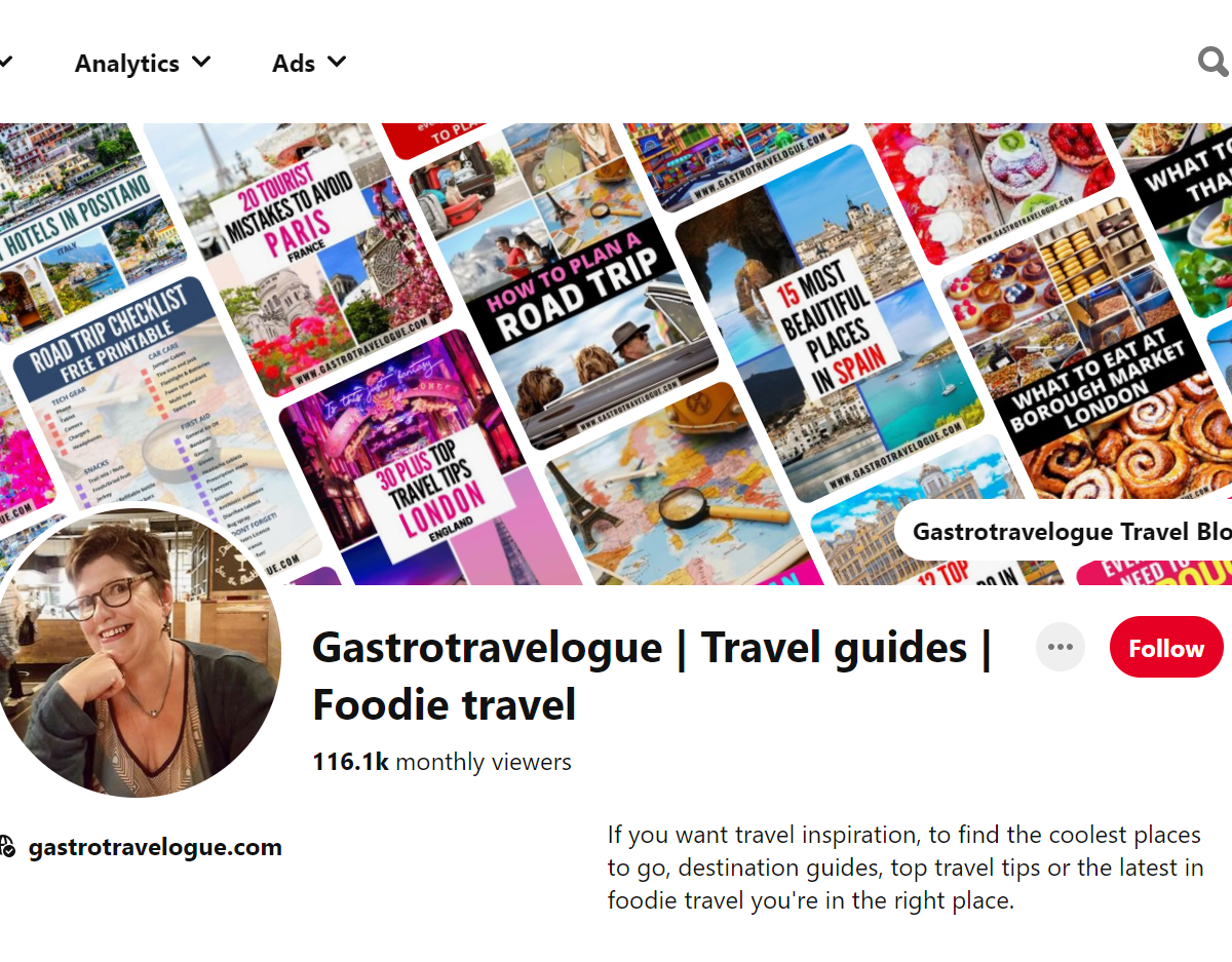 Gastrotravelogue-Top 100 Pinterest Travel Influencers