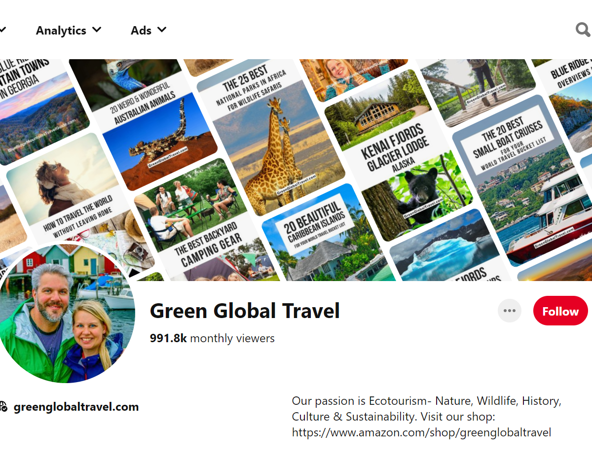 Green Global Travel-Top 100 Pinterest Travel Influencers