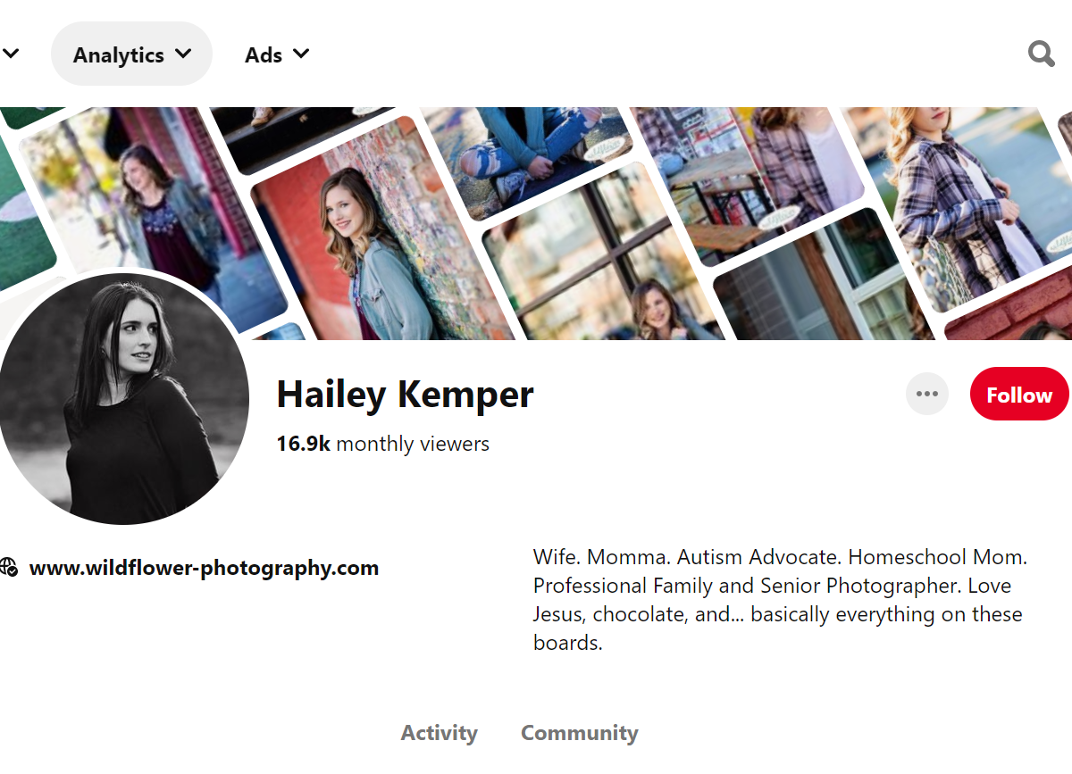 Hailey Kemper-100 Pinterest Photography Influencers