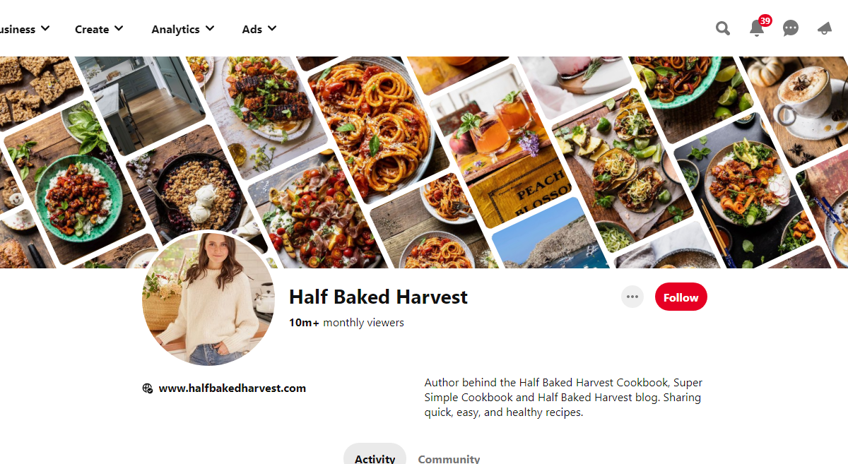 Half Baked Harvest Pinterest Profile