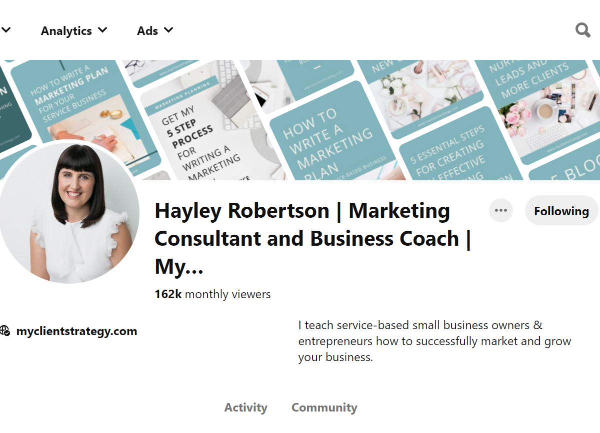 Hayley Robertson | Marketing Consultant and Business Coach | My… Pinterest Account