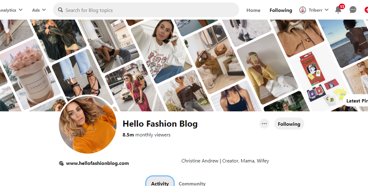 Hello Fashion Blog Pinterest Profile