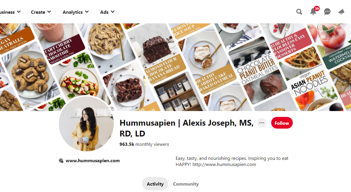 Hummusapien | Alexis Joseph, MS, RD, LD Pinterest Profile 