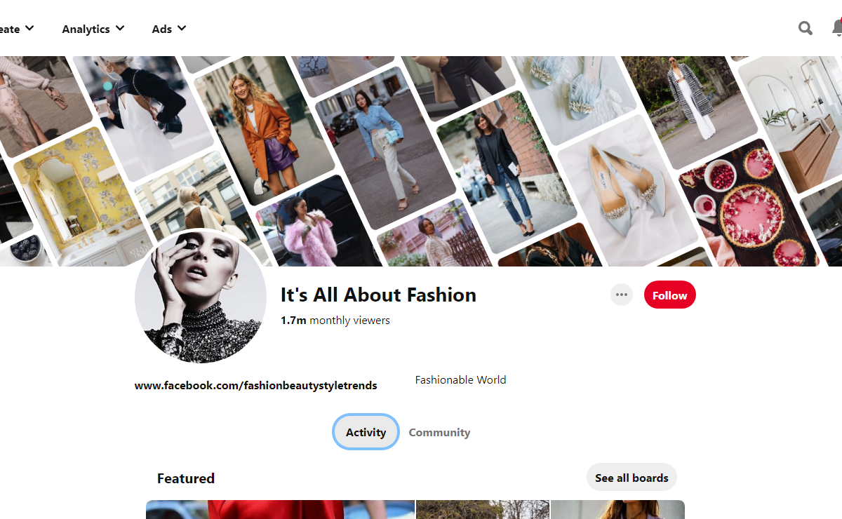 It's All About Fashion Pinterest Profile