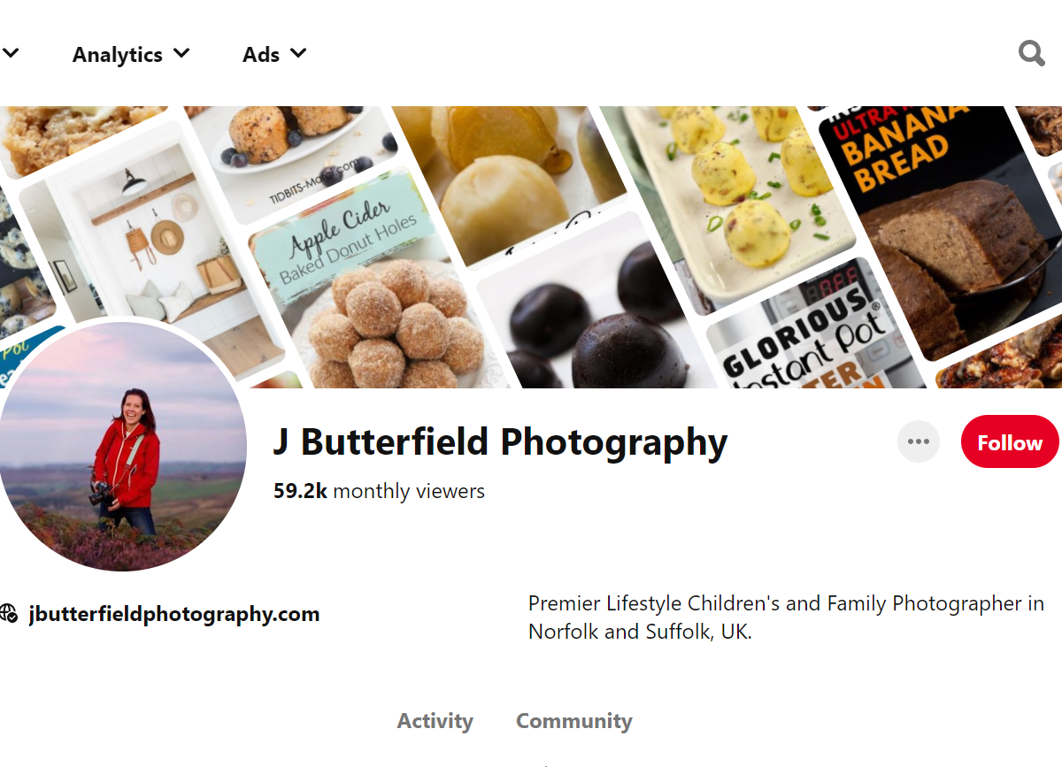 J Butterfield Photography - Pinterest Profile