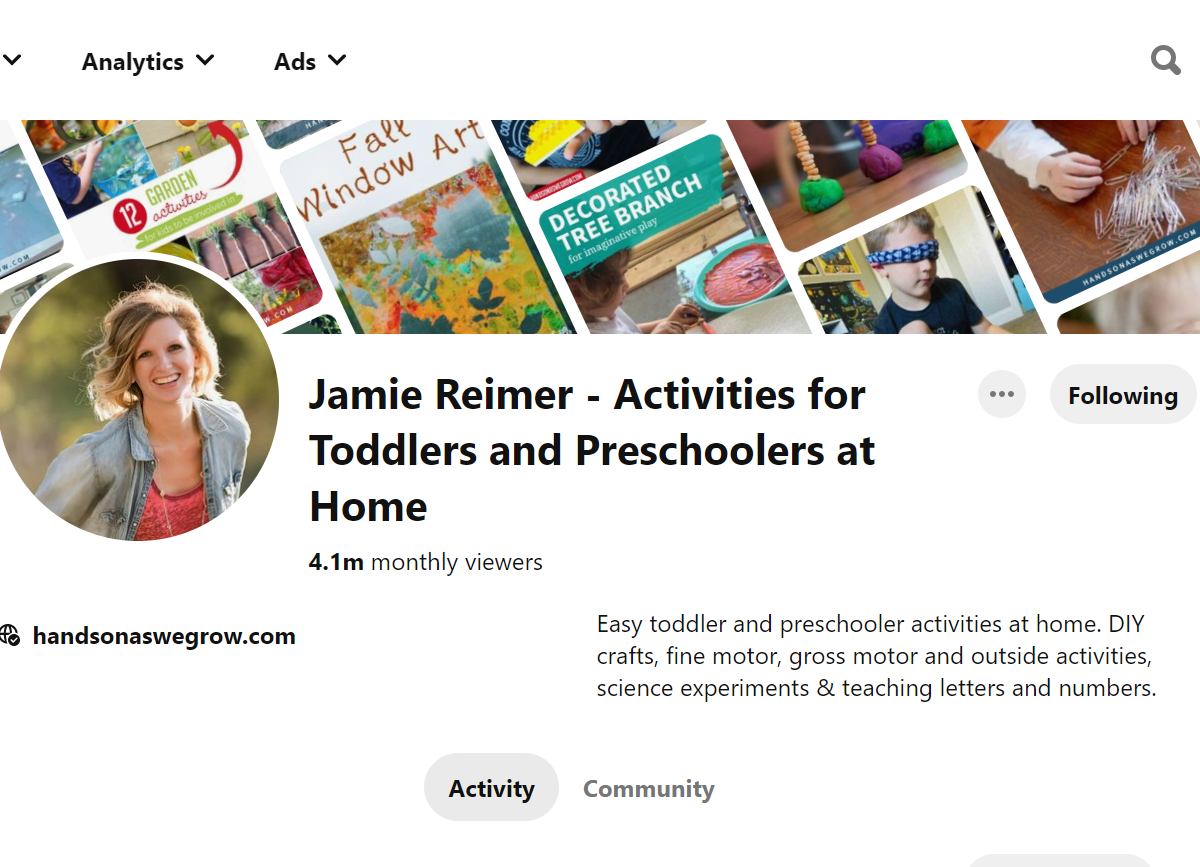 Jamie Reimer - Activities for Toddlers and Preschoolers at Home Pinterest Account