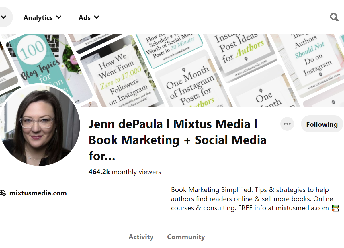 Jenn dePaula l Mixtus Media l Book Marketing + Social Media for… Pinterest Account