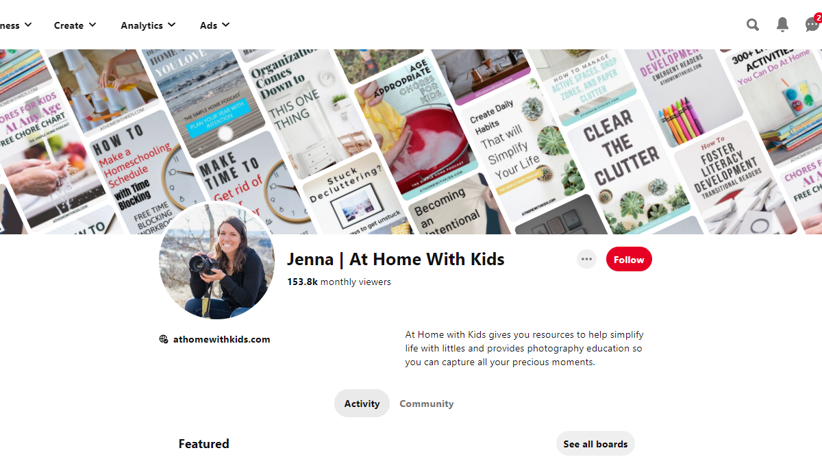 Jenna | At Home With Kids Pinterest Account