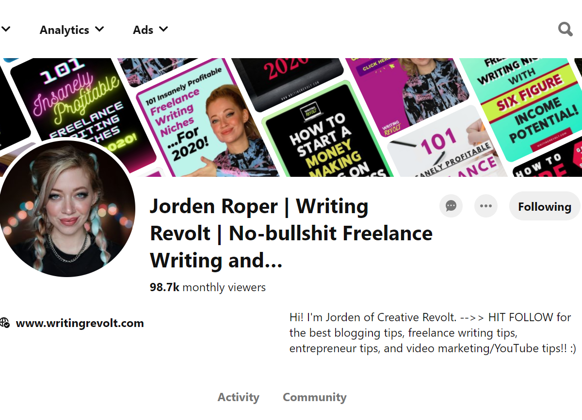 Jorden Roper | Writing Revolt | No-bullshit Freelance Writing and… Pinterest Account
