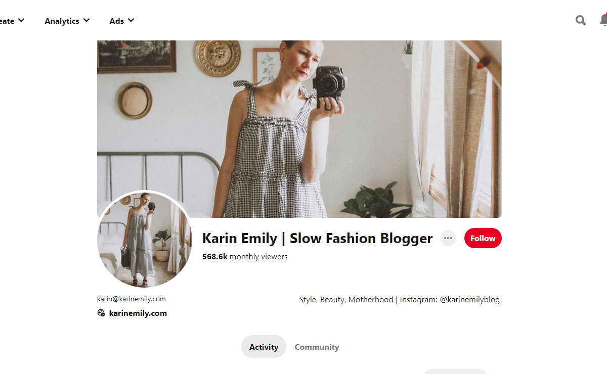 Karin Emily | Slow Fashion Blogger Pinterest Profile