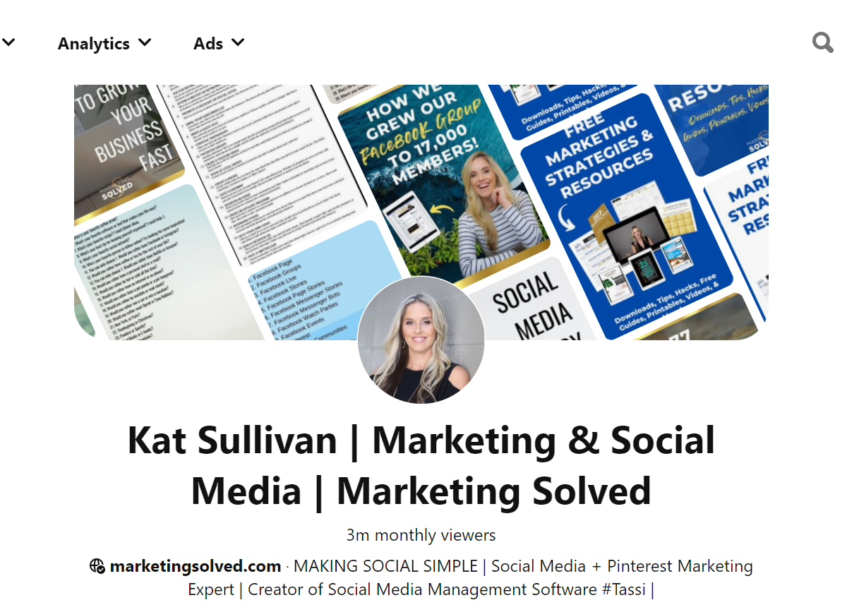 Kat Sullivan | Marketing & Social Media | Marketing Solved - Pinterest Profile