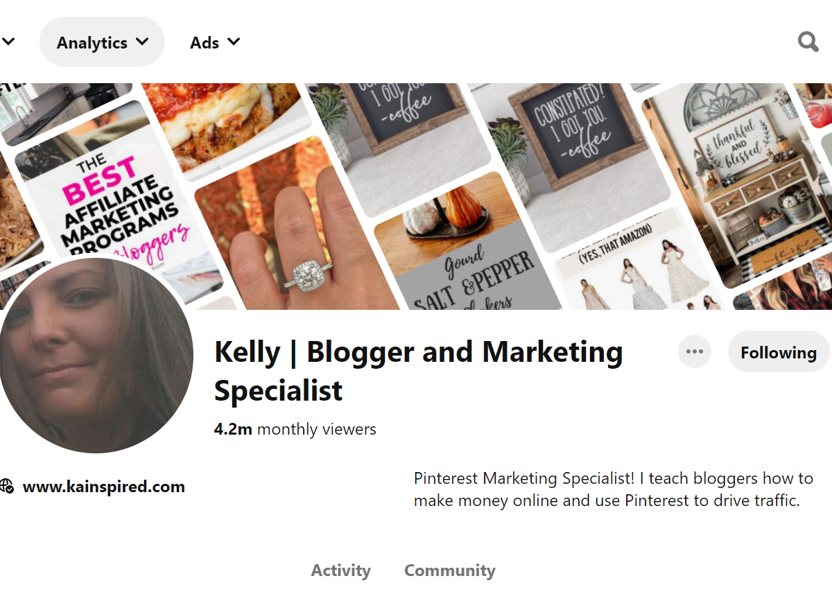 Kelly | Blogger and Marketing Specialist Pinterest Account