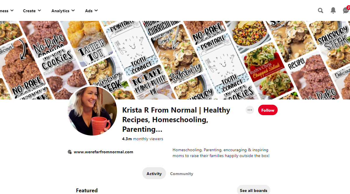 Krista R From Normal | Healthy Recipes, Homeschooling, Parenting… Pinterest Account