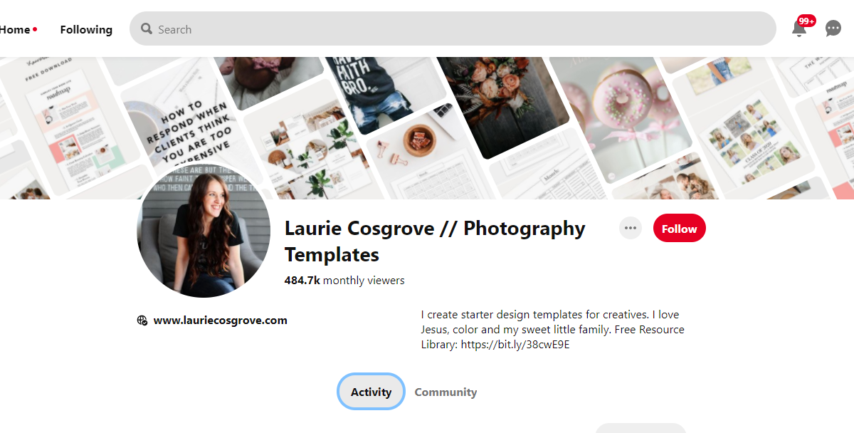 Laurie Cosgrove // Photography Templates-100 Pinterest Photography Influencers
