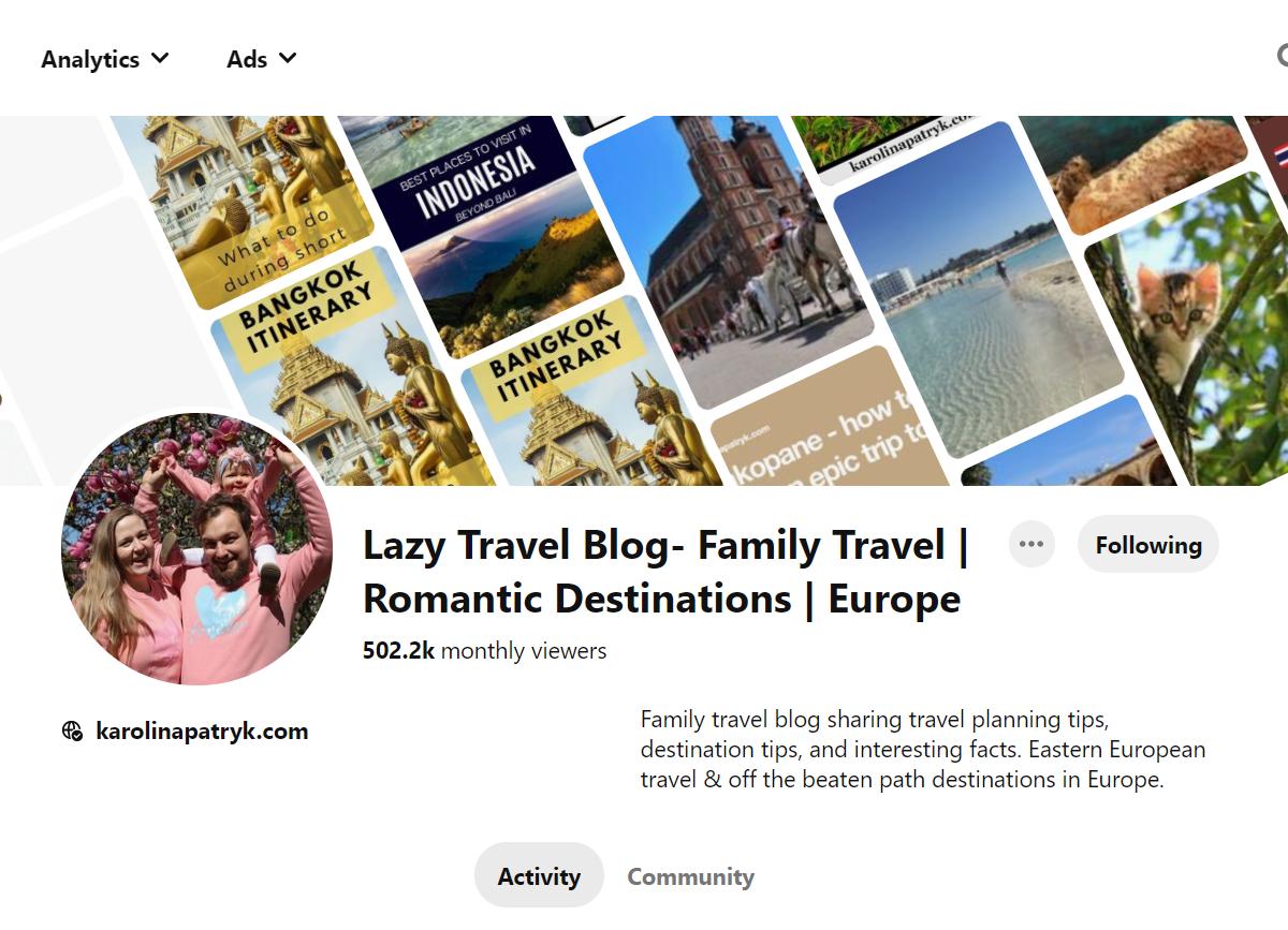 Lazy Travel Blog- Family Travel | Romantic Destinations | Europe - Pinterest Profile