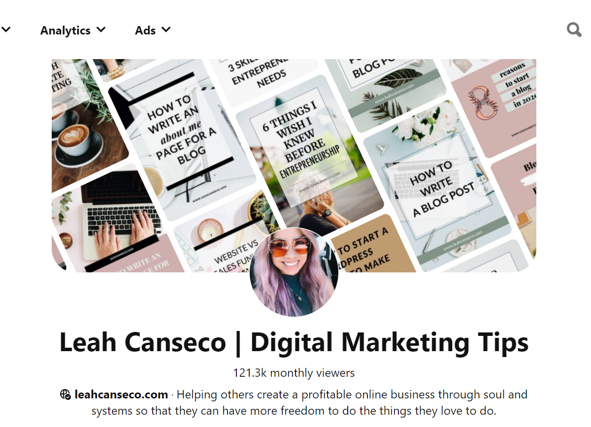 Leah Canseco | Digital Marketing Tips - Pinterest Profile