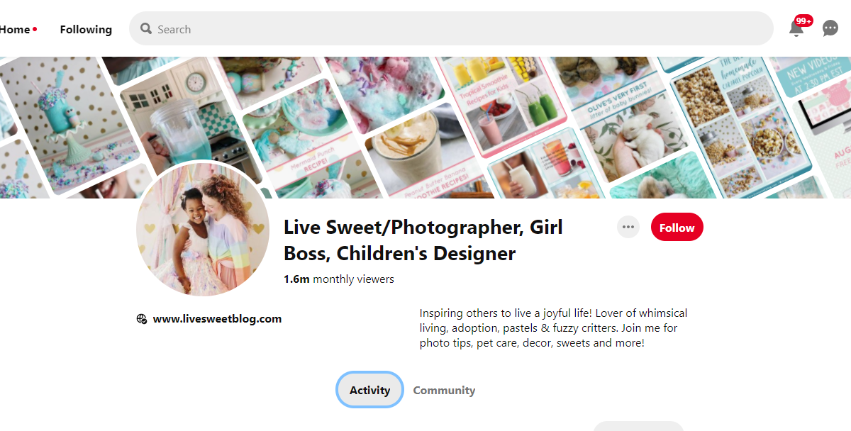 Live Sweet/Photographer, Girl Boss, Children's Designer-100 Pinterest Photography Influencers