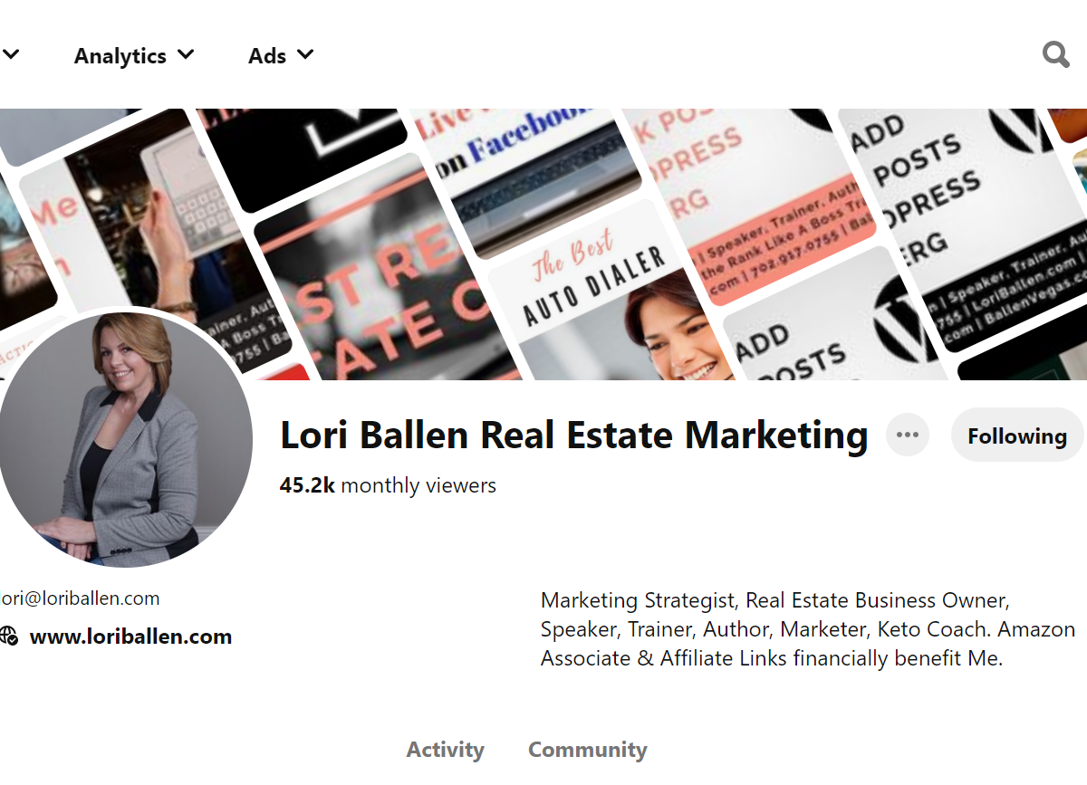 Lori Ballen Real Estate Marketing Pinterest Account