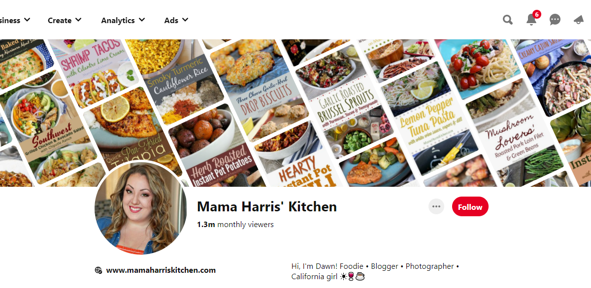 Mama Harris' Kitchen Pinterest Profile 