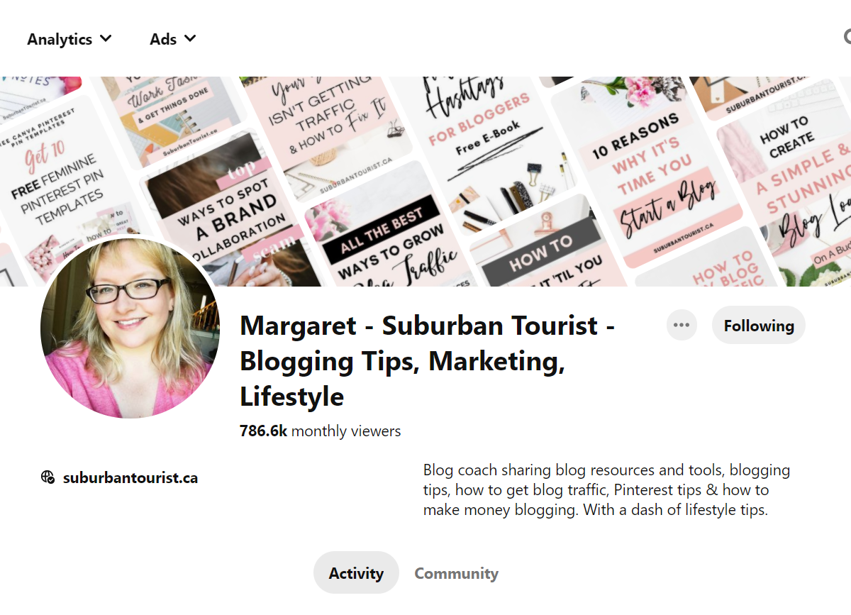 Margaret - Suburban Tourist - Blogging Tips, Marketing, Lifestyle Pinterest Account