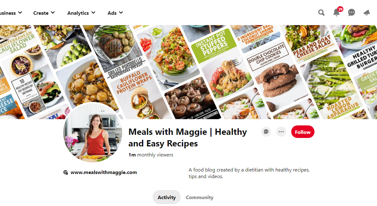 Meals with Maggie | Healthy and Easy Recipes Pinterest Profile 