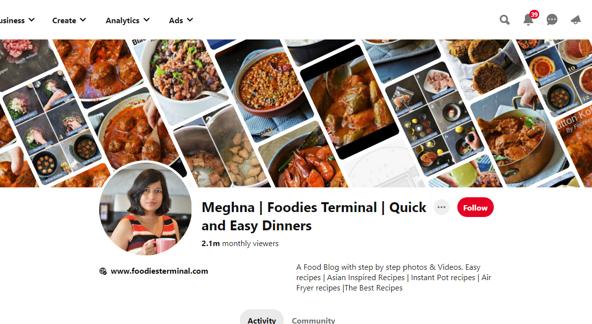 Meghna | Foodies Terminal | Quick and Easy Dinners Pinterest Profile