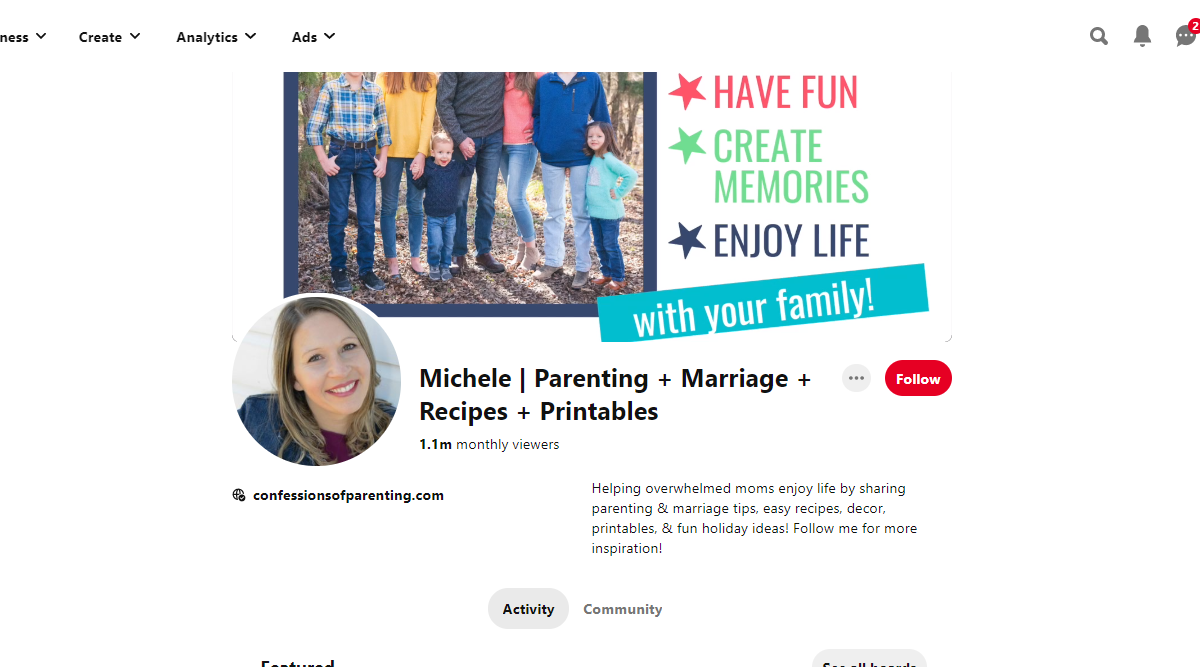 Michele | Parenting + Marriage + Recipes + Printables Pinterest Account