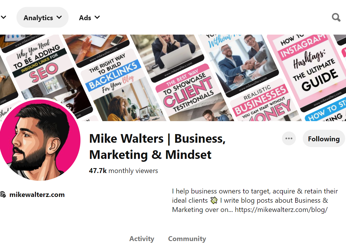 Mike Walters | Business, Marketing & Mindset Pinterest Account