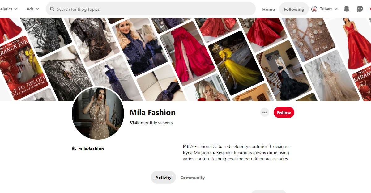 Mila Fashion Pinterest Profile