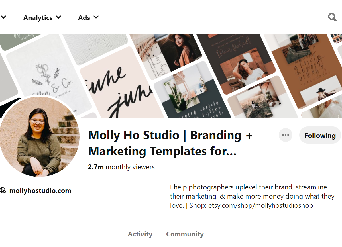 Molly Ho Studio | Branding + Marketing Templates for… Pinterest Account