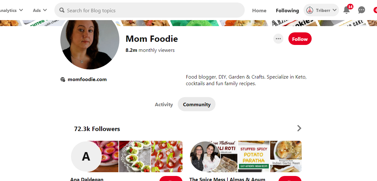 Mom Foodie Pinterest Profile