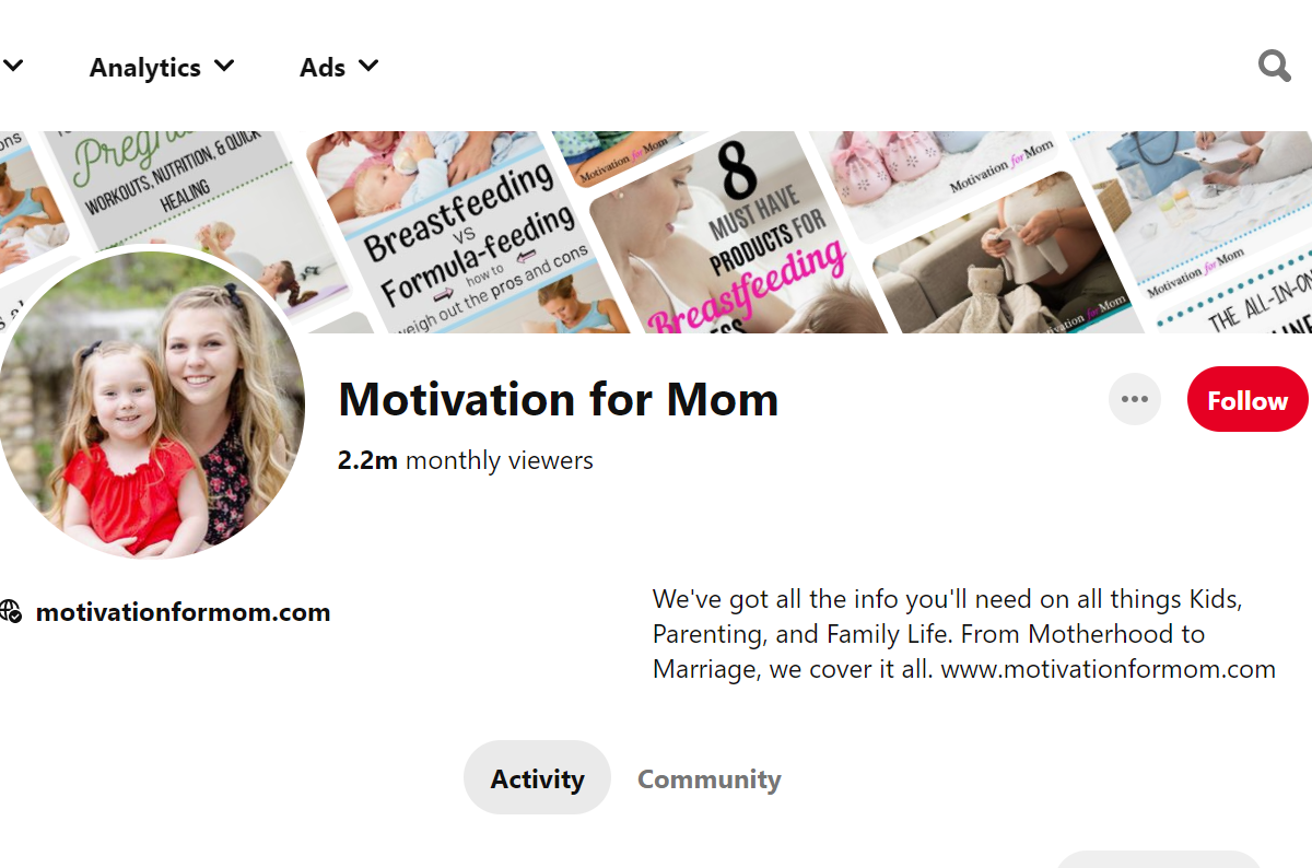 Motivation for Mom Pinterest Account