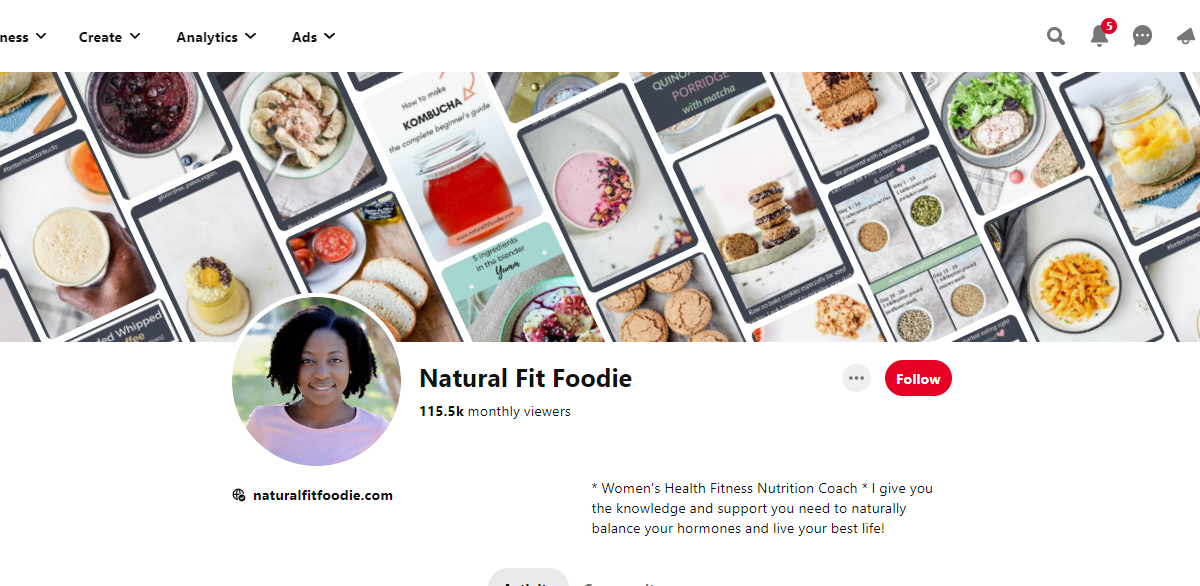 Natural Fit Foodie Pinterest Profile 