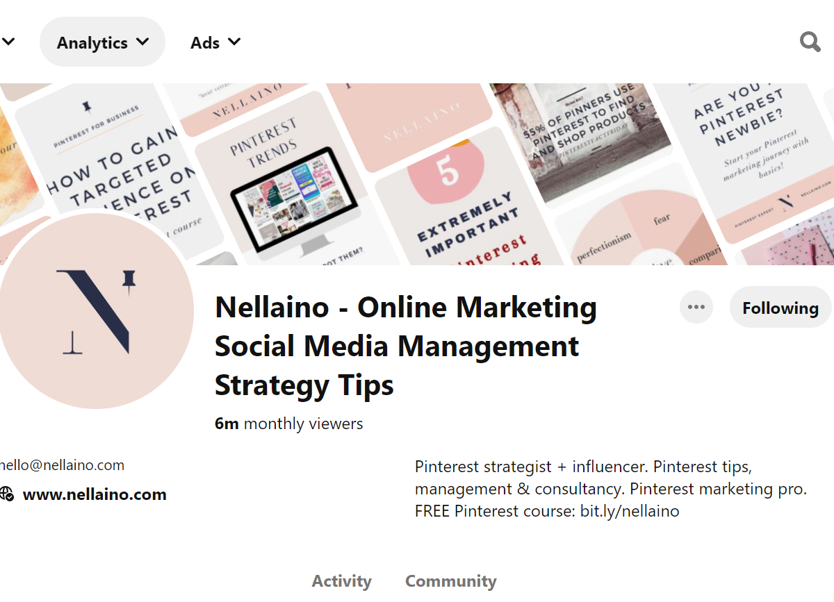 Nellaino - Online Marketing Social Media Management Strategy Tips Pinterest Account