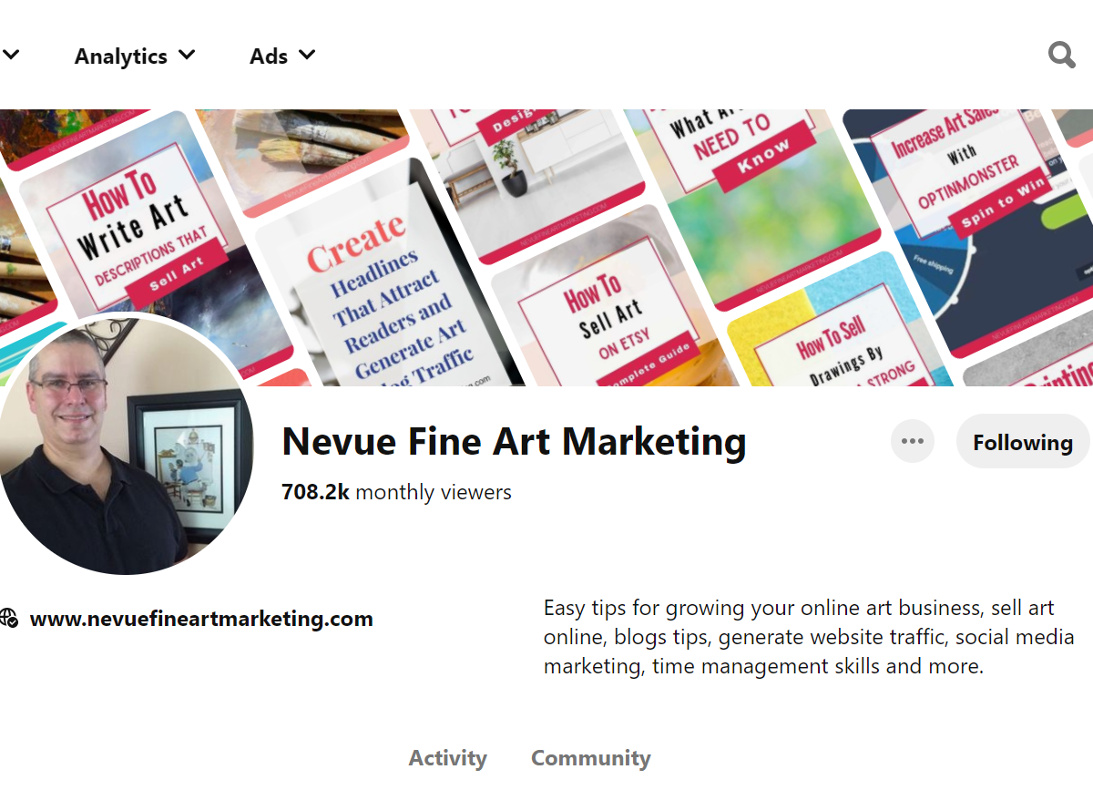 Nevue Fine Art Marketing Pinterest Account