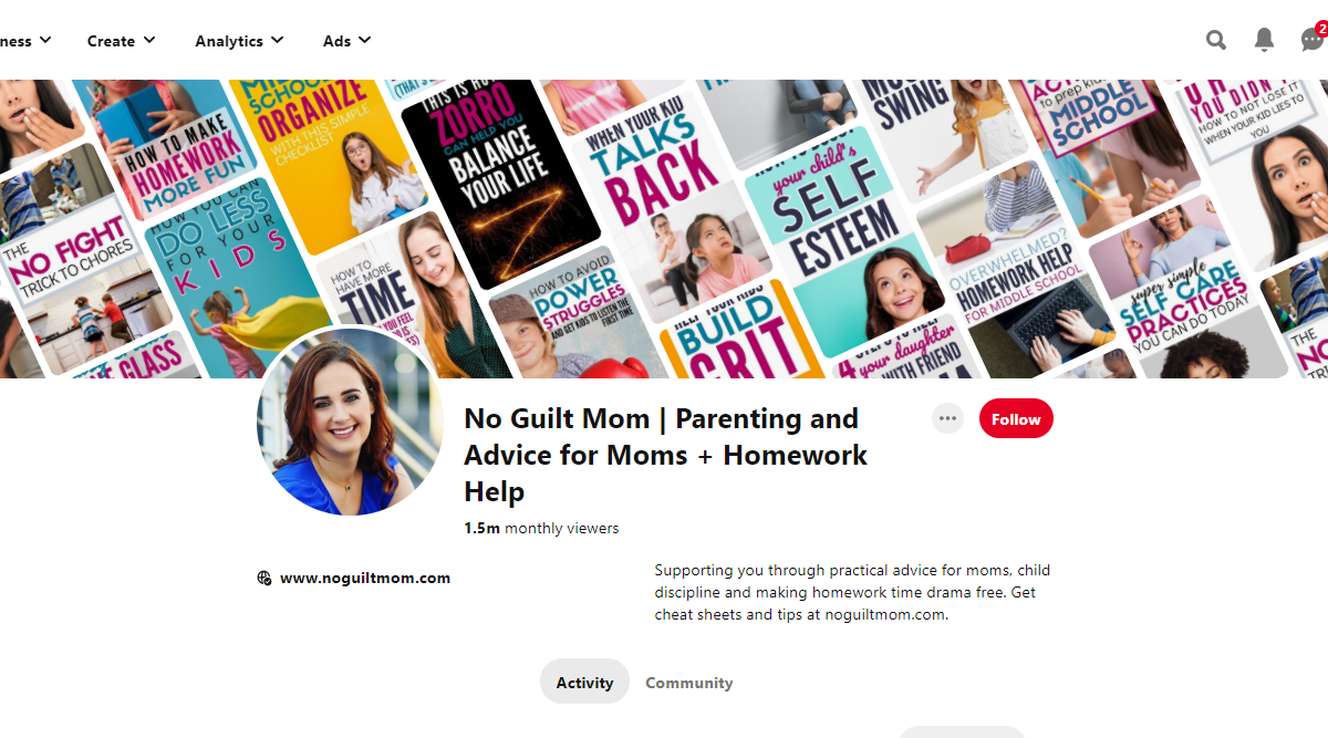 No Guilt Mom | Parenting and Advice for Moms + Homework Help Pinterest Account