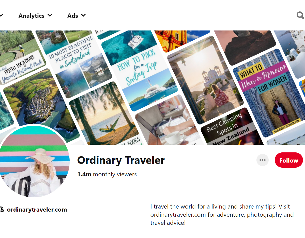 Ordinary Traveler - Pinterest Profile