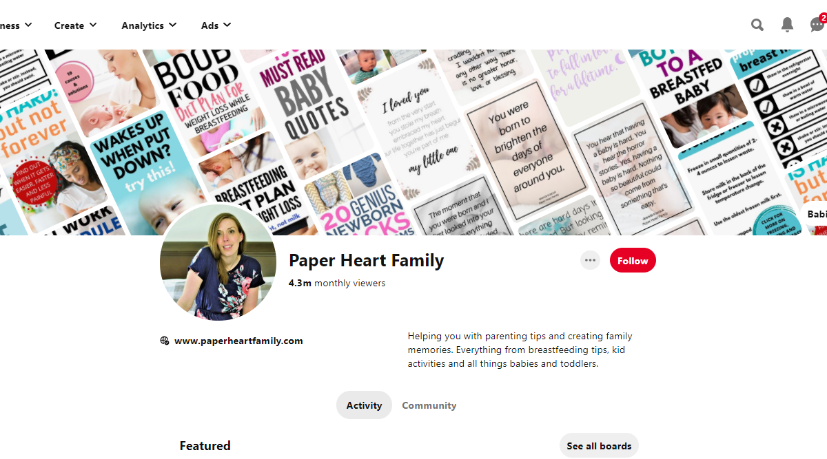 Paper Heart Family Pinterest Account