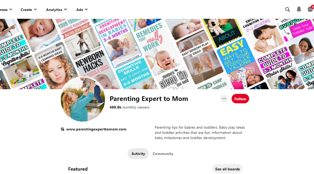 Parenting Expert to Mom Pinterest Account