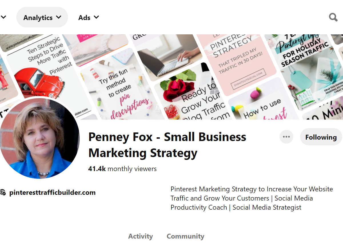 Penney Fox - Small Business Marketing Strategy Pinterest Account