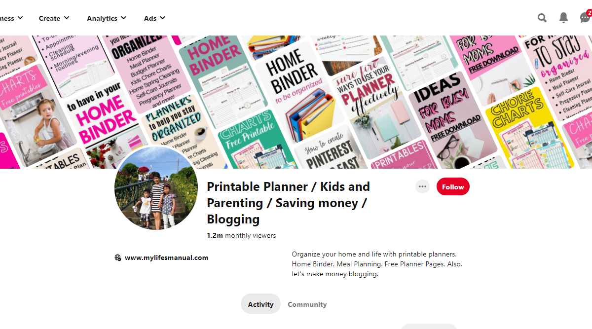 Printable Planner / Kids and Parenting / Saving money / Blogging Pinterest Account 