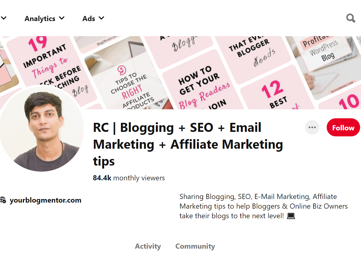 RC | Blogging + SEO + Email Marketing + Affiliate Marketing tips Pinterest Account