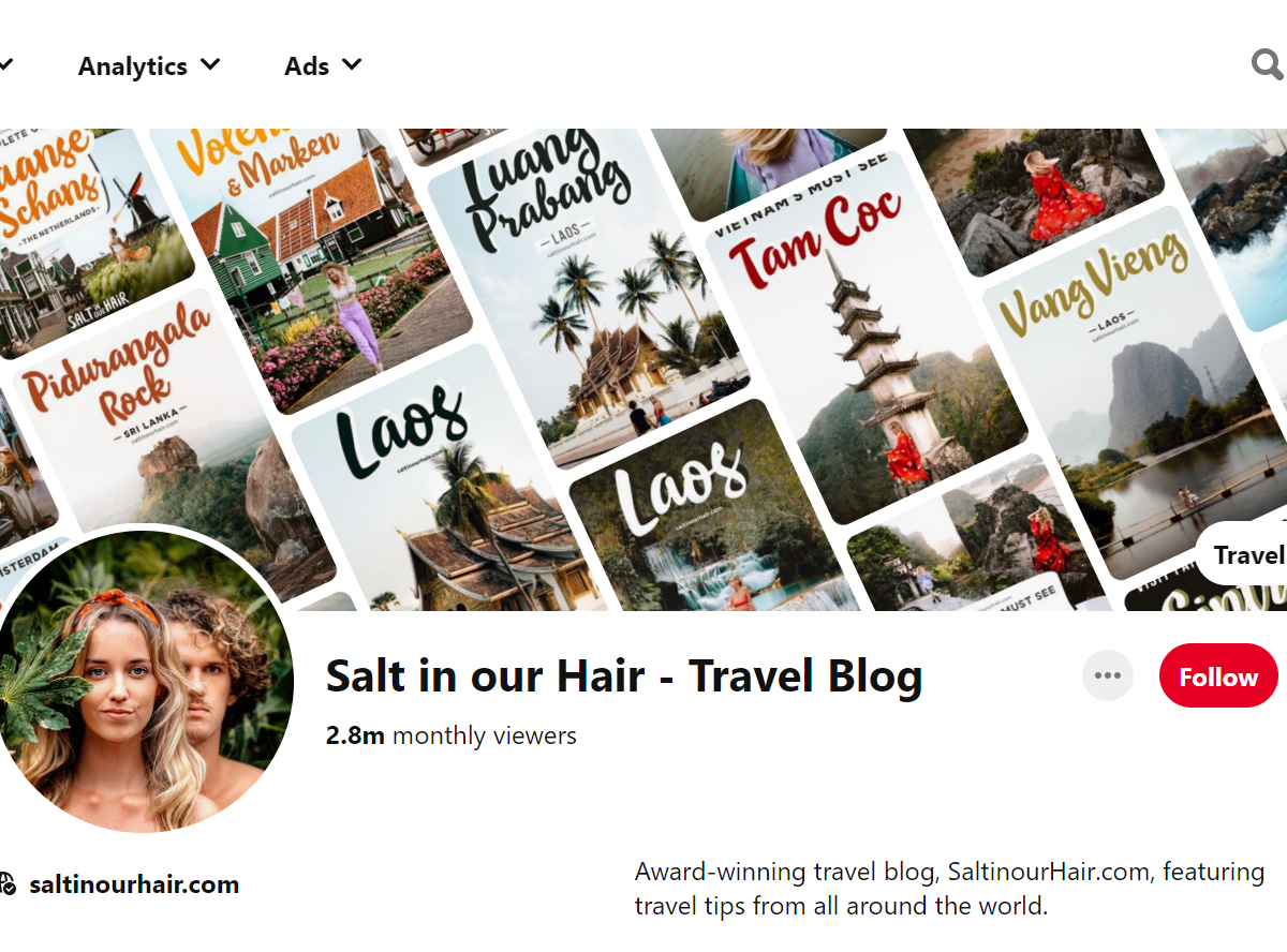 Salt in our Hair - Travel Blog - Pinterest Profile
