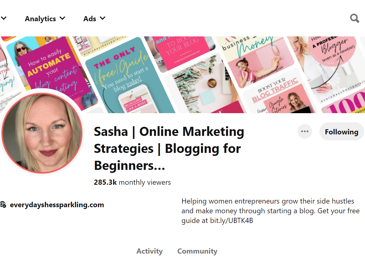 Sasha | Online Marketing Strategies | Blogging for Beginners… Pinterest Account