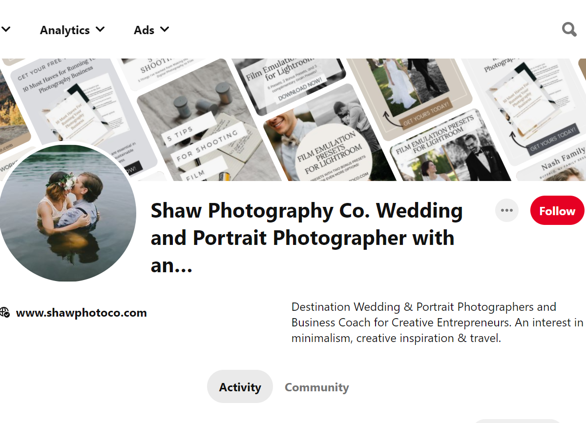 Shaw Photography Co. Wedding and Portrait Photographer with an…-100 Pinterest Photography Influencers